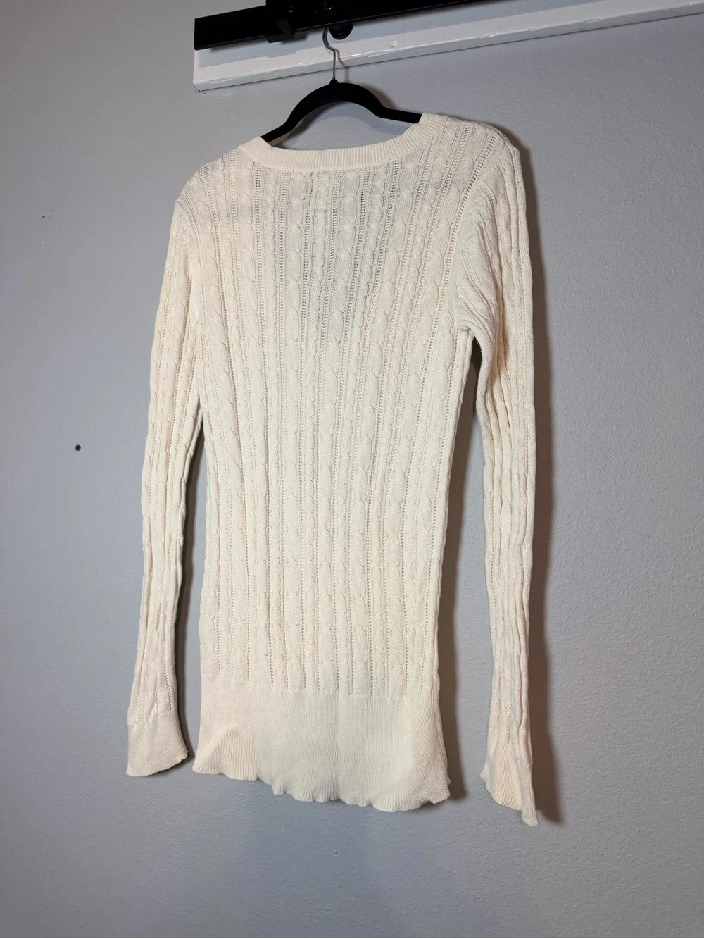American Eagle Cable Knit Tunic Sweater Size XL Cream V-Neck Bella Swan Y2K - Picture 7 of 8